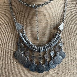 Boho silver tone necklace